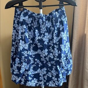 J. Crew Blue and White Floral Mini Skirt
